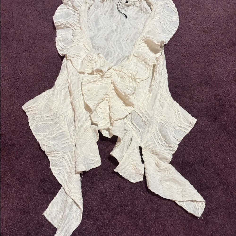 Zara Cream Ruffled Crop Top